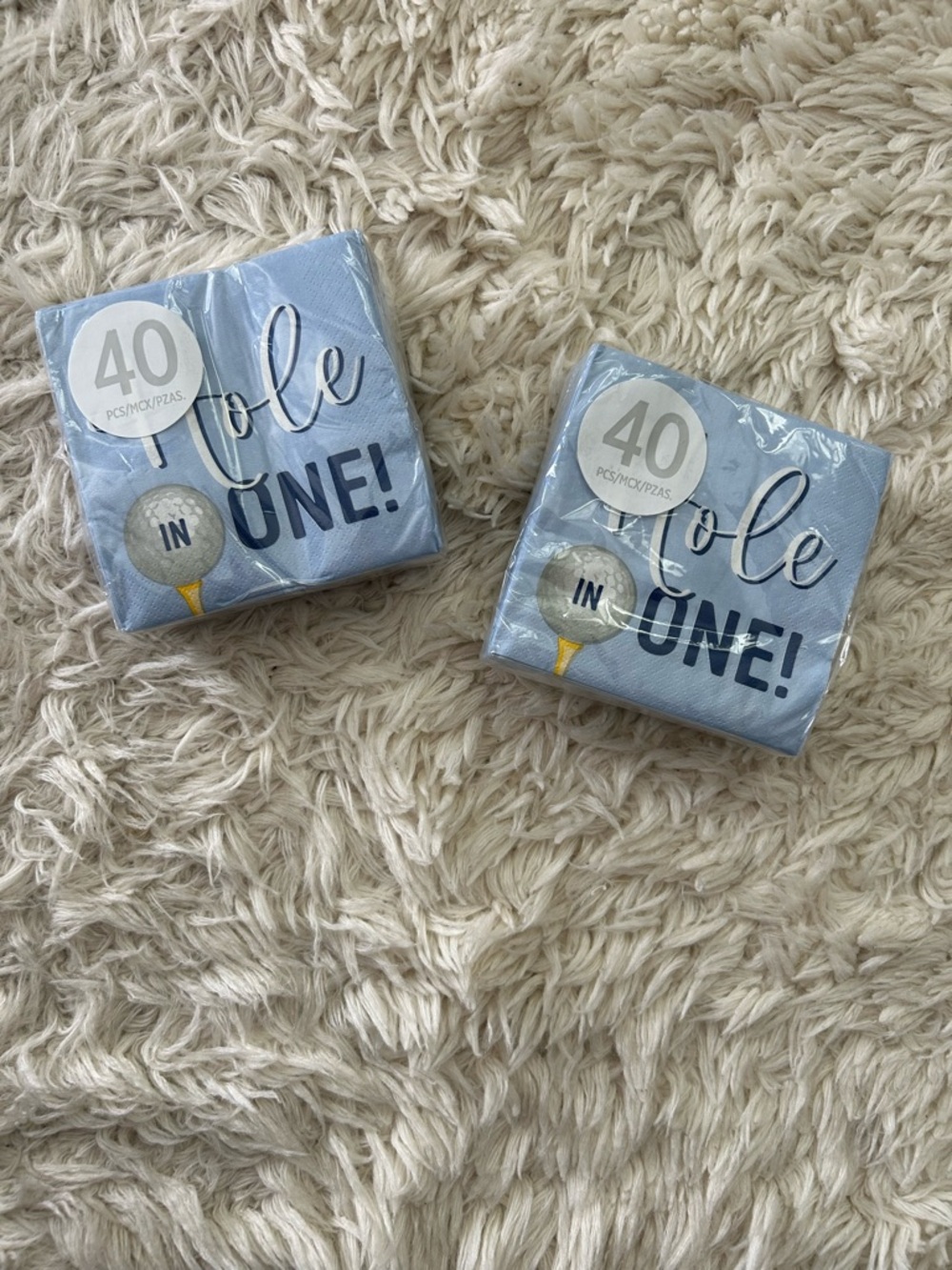Golf Hole In One Beverage Napkins Paper Party Decor 40 Per Pack 5" x 5" LOT OF 2